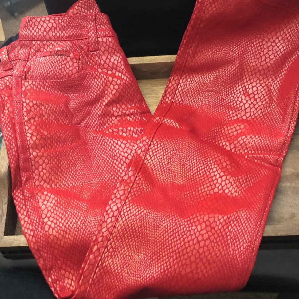 Lip Stick Red Faux Snake Skin Pants Junior Size